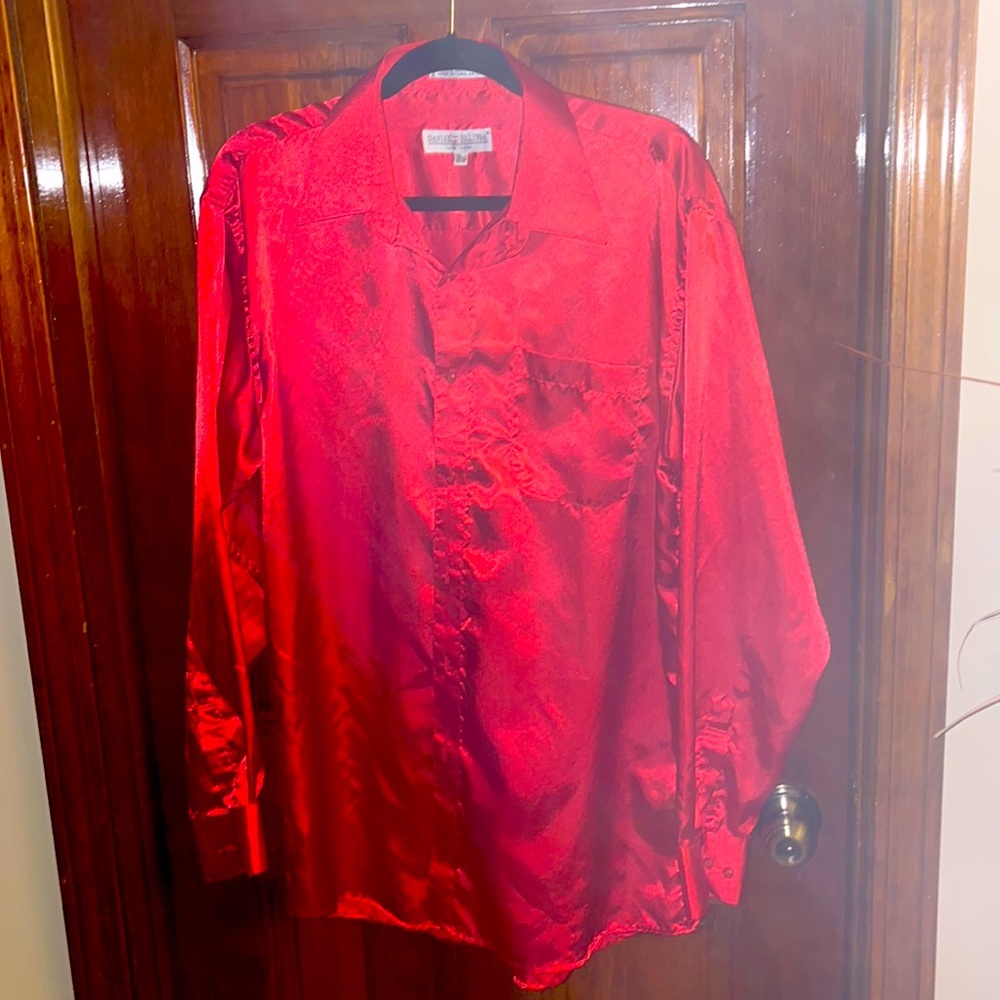 Daniel Ellissa New York Shiny Red Dress Shirt. Mens 16 1/2 34 35. Good Condition